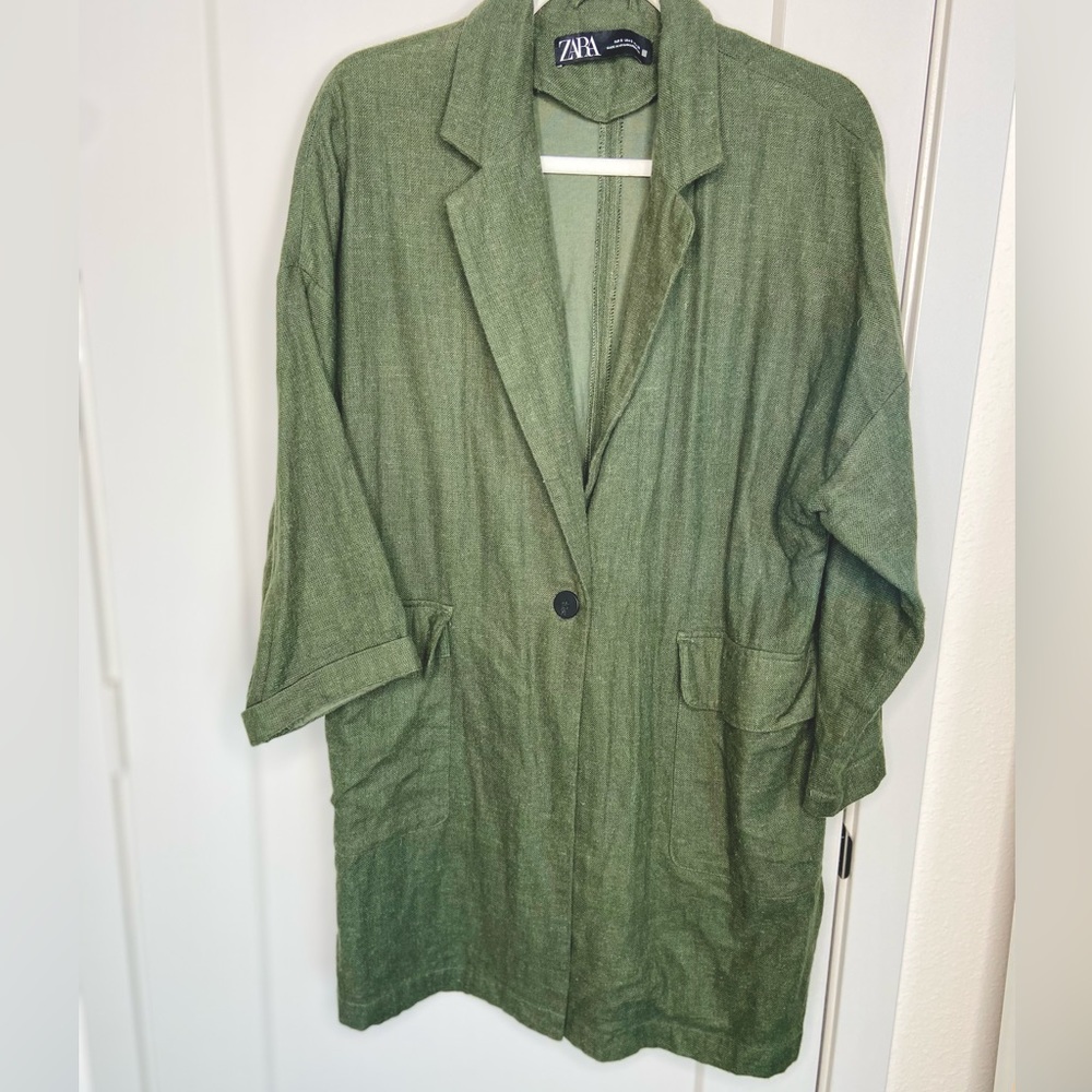 Zara Linen Blend long Jacket- Like New